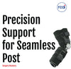 Black Post Operative Pin® knee brace with adjustable straps, metal hinge, made in the USA, RCAI logo.
