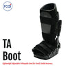 Black RCAI TA lightweight adjustable orthopedic boot with secure straps and rigid support panels, made in the USA.