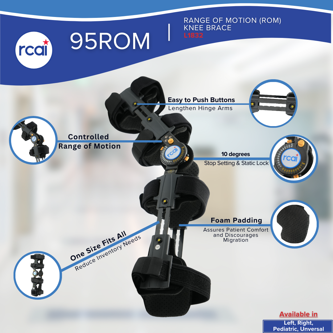 RCAI Post-Operative ROM Knee Brace – Adjustable Support for 