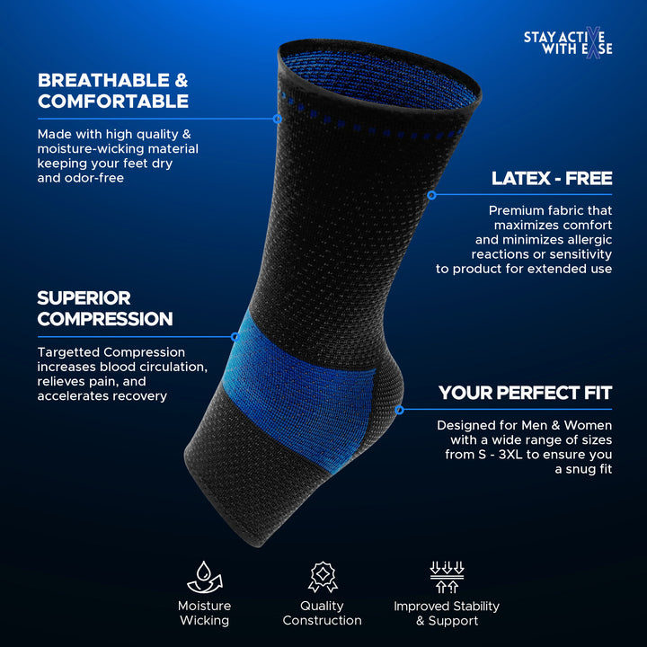 Active Ease Compression Ankle Sleeves 1 - Pack - Restorative Care of America, Inc.