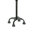 Black TotalUp adjustable self-standing cane with four rubber-tipped legs for stability, made in the USA and RCAI certified.