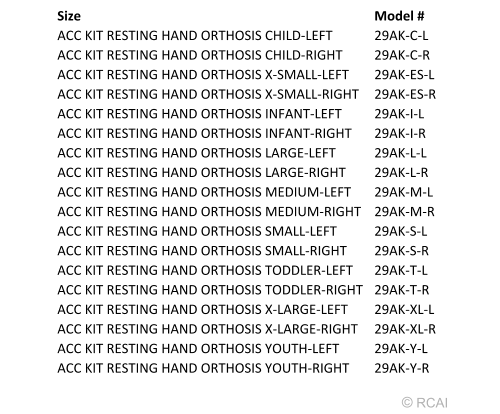 Resting Hand Orthosis Accessory Kit - Restorative Care of America, Inc.