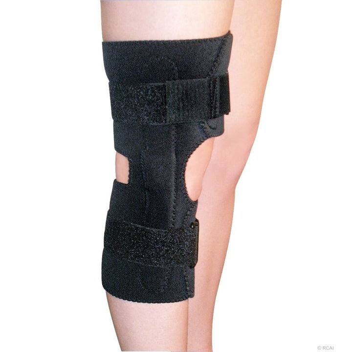 Neoprene Wrap Around Knee Brace with Free Range of Motion (ROM) - Covered Hinge - Restorative Care of America, Inc.